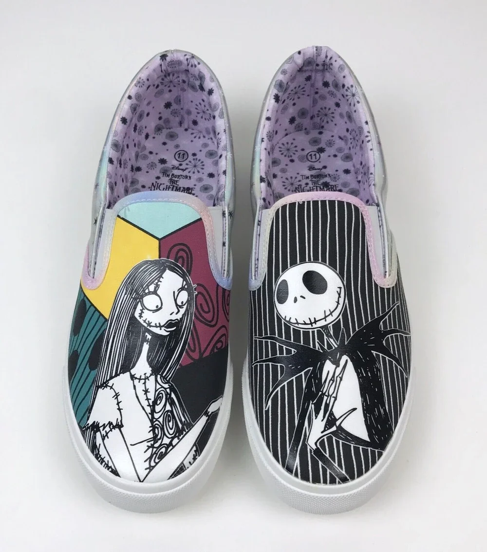 Nightmare Before Christmas Jack & Sally Low Top Slip On Sneakers Women's Size 11
